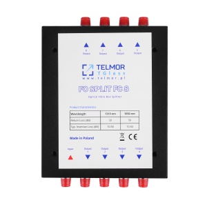 Splitter optyczny PLC 1:8 TGlass FO SPLIT FC 8 Telkom-Telmor Metal