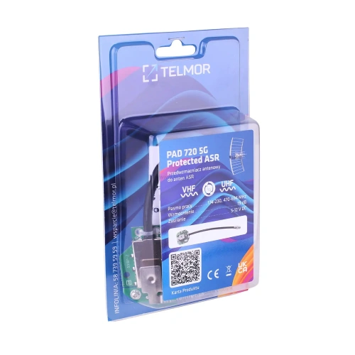 Przedwzmacniacz antenowy do anteny ASR Classic Telmor, PAD 720, filtr LTE/5G