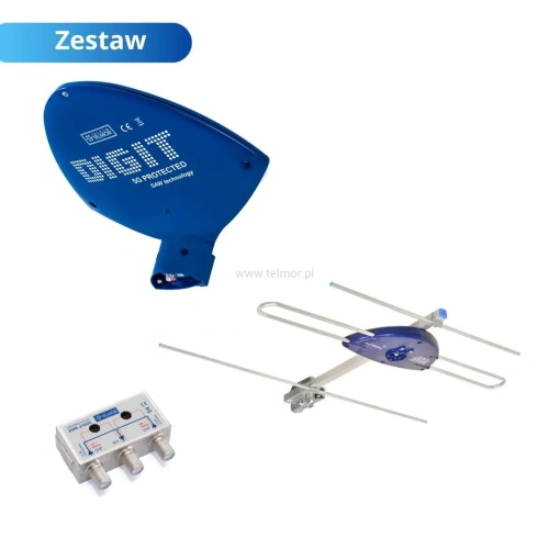 Antena naziemna Telmor Digit Activa, TurboT V3, zwrotnica ZWR 210, zestaw combo UHF/VHF, filtr LTE/5G