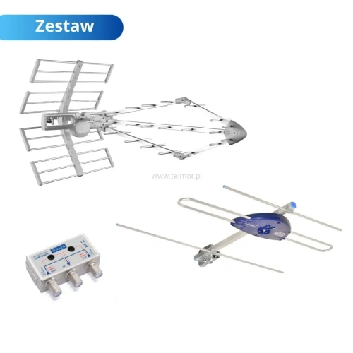 Antena naziemna Telmor Vista UHF, filtr LTE/5G, mocna, zasięg 100 km, duży zysk 17 dBi, zestaw combo UHF/VHF, MUX 8