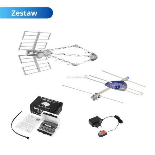 Antena naziemna Telmor Vista UHF, filtr LTE/5G, mocna, zasięg 100 km, duży zysk 17 dBi