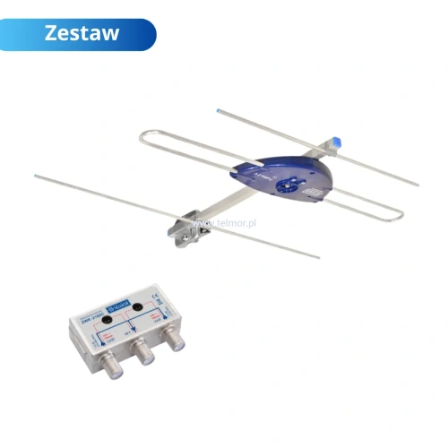 Antena naziemna Telmor TurboT V3, MUX 8, VHF, zwrotnica antenowa UHF/VHF Zwr 210
