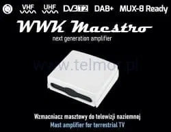 wzmacniacz do anteny naziemnej Telmor Maestro, duże wzmocnienie , wzmacniacz sygnału UHF, VHF, filtr LTE/5G, wbudowana zwrotnica antenowa
