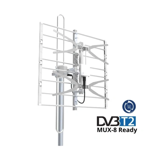 Antena naziemna siatkowa Telmor Ret Combo+, RF Stern, filtr LTE/5G, UHF/VHF, MUX 8, aktywna, ze wzmacniaczem