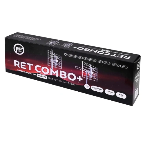 Antena naziemna siatkowa Telmor Ret Combo+, RF Stern, filtr LTE/5G, UHF/VHF, MUX 8, aktywna, ze wzmacniaczem