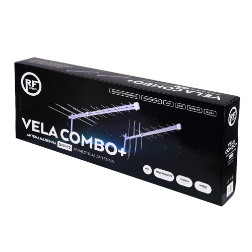 Antena logarytmiczna Vela Combo+ UHF/VHF,  MUX 8, Filtr LTE/5G, wysoki zysk 13 db, RF STERN