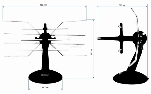 Antena pokojowa Telmor DSP 860 5G Protected, UHF/VHF, MUX 8, duże wzmocnienie 20 dB, filtr LTE/5G