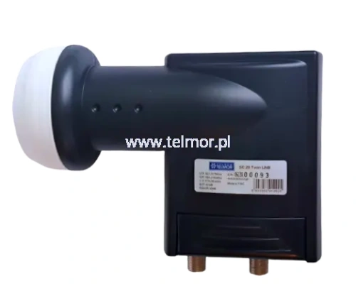 Konwerter satelitarny Telmor LNB SC-20 Twin, do dwóch dekoderów lub do jednego dekodera z funkcją nagrywania.
