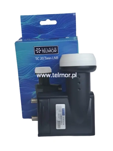 Konwerter satelitarny Telmor LNB SC-20 Twin, do dwóch dekoderów lub do jednego dekodera z funkcją nagrywania.