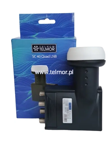 Konwerter satelitarny Telmor LNB SC-40 Quad, na cztery dekodery lub na dwa dekodery z funkcją nagrywania