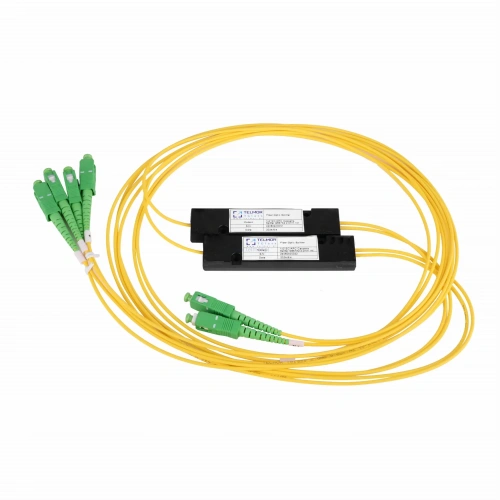 Splitter optyczny Telmor 2 szt. PLC ABS 1x2 2mm G657A2 Złącza SC/APC 1m+1m TGlass