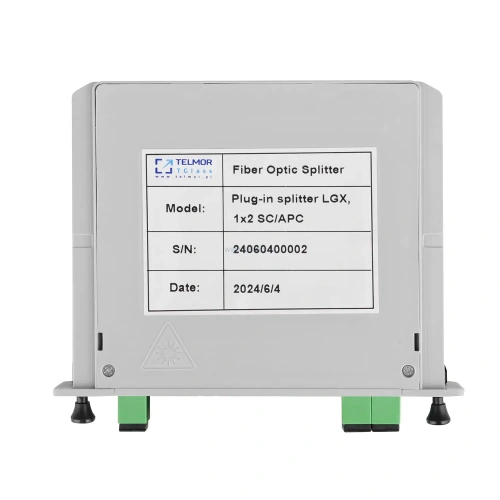Splitter optyczny Telmor TGlass PLC LGX 1x2 Złącza SC/APC TGlass