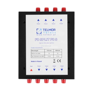 Splitter optyczny PLC 1:8 TGlass FO SPLIT FC 8 Telkom-Telmor Metal