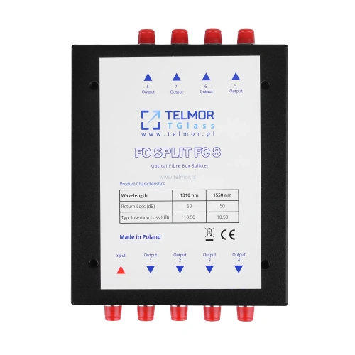 Splitter optyczny Telmor TGlass PLC 1:8 FO SPLIT FC 8 Metal