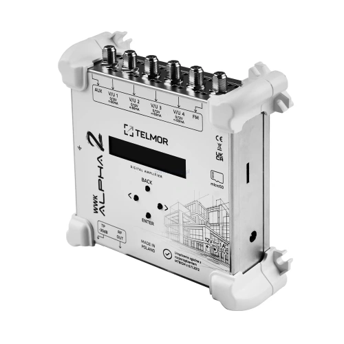 Cyfrowy wzmacniacz kanałowy DVB-T/T2, DAB, FM Telmor WWK ALPHA 2 z filtrem LTE/5G
