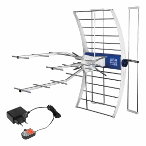 Antena DVB-T2 naziemna ASR PRIME Combo 20 VHF UHF ze wzmacniaczem + zasilacz ZZA -7