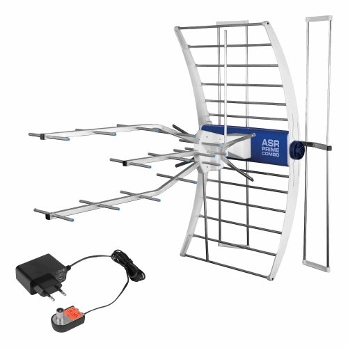Antena DVB-T2 naziemna ASR PRIME Combo 20 VHF UHF ze wzmacniaczem + zasilacz ZZA -7